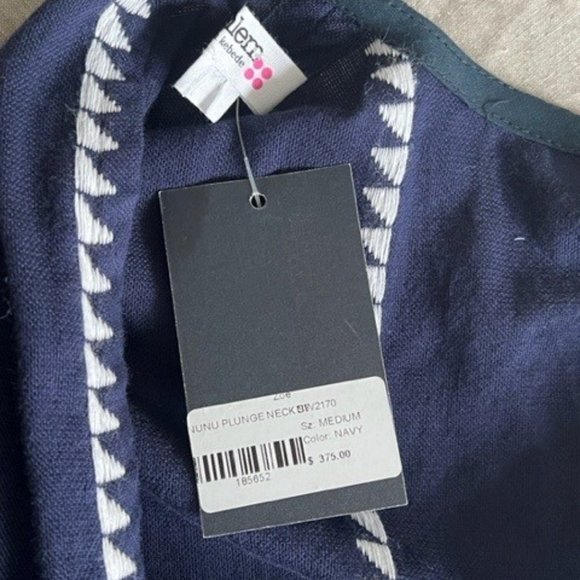 NWT Lemlem Leila Plunge Dress in Nunu Navy, Size Medium - Picture 7 of 9